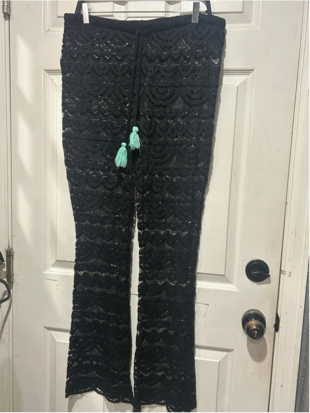 Women's Miken Swim Black Lace Coverup Pants Size L